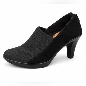 Bernie Mev Faith Black Woven Heels Comfort Stretch Slip On Pumps NIB